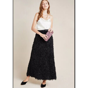 Anthropologie Chantal Feathered Maxi Skirt - New Medium